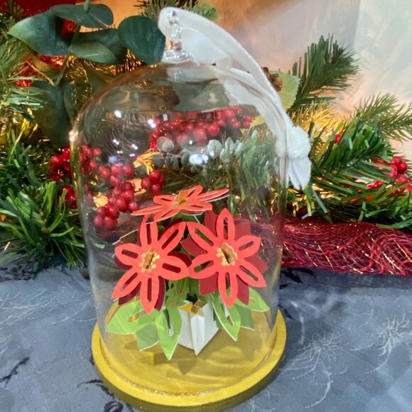 Hallmark Keepsake Ornament "POINSETTIA" Glass Cloche - Picture 5 of 13